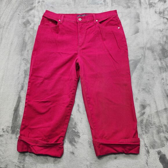 Gloria Vanderbilt Jeans Womens 12 Pink Amanda High Rise Cuffed Capri Stretch - Picture 1 of 15
